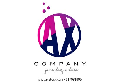 AX A X Circle Letter Logo Design with Purple Magenta Dots Bubbles Vector Illustration
