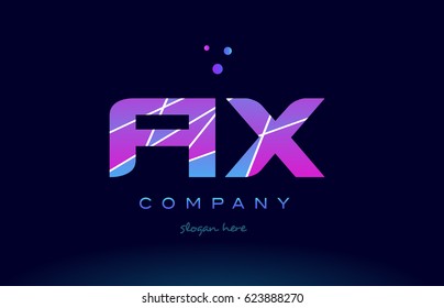 ax a x  creative color blue background pink purple magenta alphabet letter company logo vector icon