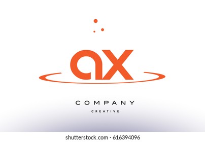 AX A X creative orange swoosh dots alphabet company letter logo design vector icon template