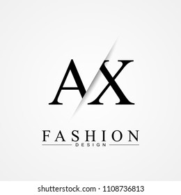 AX A X cutting and linked letter logo icon with paper cut in the middle. Creative monogram logo design. Fashion icon design template.