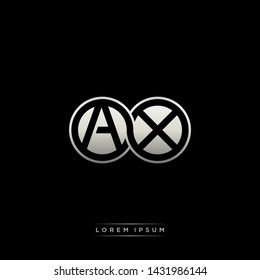 AX A X initial letter linked circle capital monogram logo modern template silver color edition