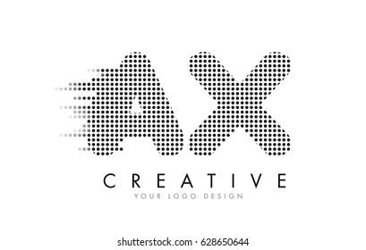 AX A X Letter Logo Design with Black Dots and Bubble Trails.
