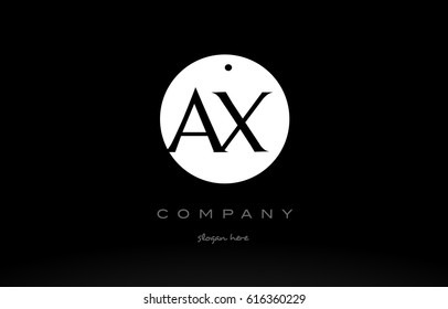 AX A X simple black white circle background alphabet company logo design vector icon template