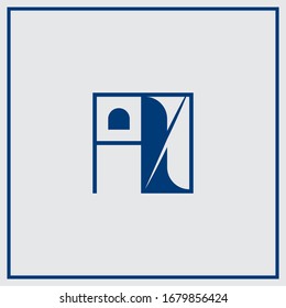 AX,  A and X, Uppercase Letter Initial flat and clean Logo Design Template Vector Illustration