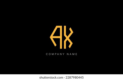 Monograma del logotipo de las letras abstractas de AX, XA