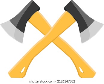 Ax with yellow handle, illustration, vector on a white background.