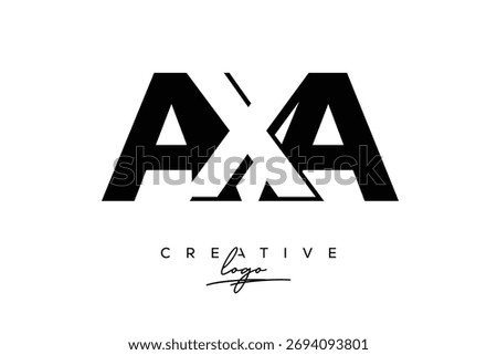 AXA Creative Minimalist Negative Space Latter Logo with Modern Monogram for Branding and Business Lettermark Logo with Initial Letters Logo Design for Branding.