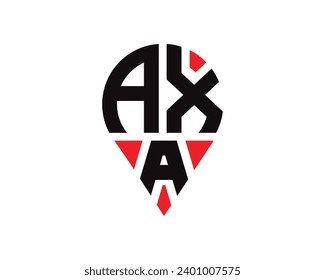 AXA letter location shape logo design. AXA letter location logo simple design