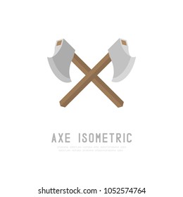 Axe 3D isometric virtual design illustration isolated on white background with Axe isometric text and copy space