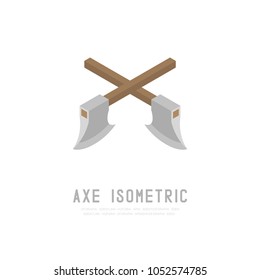 Axe 3D isometric virtual design illustration isolated on white background with Axe isometric text and copy space