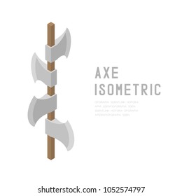Axe 3D isometric virtual design illustration isolated on white background with Axe isometric text and copy space