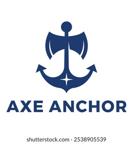 axe anchor flat minimalist logo design