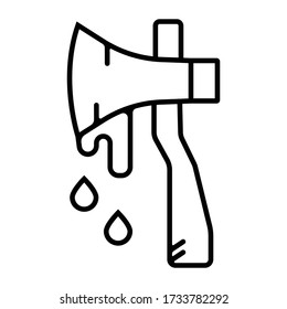 Axe or ax with blood vector icon