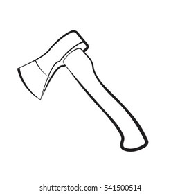 axe in black outline-vector drawing