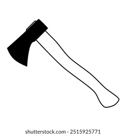 hacha, Ilustración vectorial en blanco y negro, fondo blanco