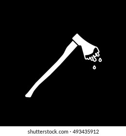 Axe In Blood Halloween Concept Flat Icon On Black Background