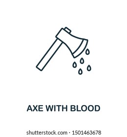 Axe With Blood outline icon. Thin line style from halloween icons collection. Pixel perfect simple element axe with blood icon for web design, apps, software, print usage.