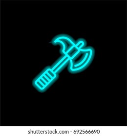 Axe blue glowing neon ui ux icon. Glowing sign logo vector