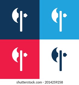 Axe blue and red four color minimal icon set