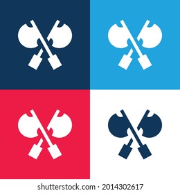 Axe blue and red four color minimal icon set
