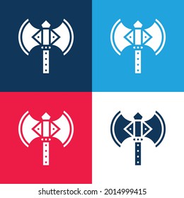 Axe blue and red four color minimal icon set