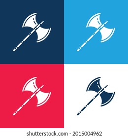 Ax azul y rojo cuatro colores mínimo conjunto de iconos