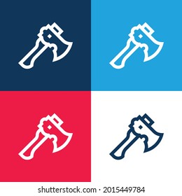 Ax azul y rojo cuatro colores mínimo conjunto de iconos