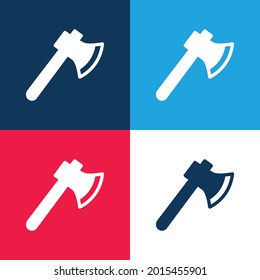 Axe blue and red four color minimal icon set