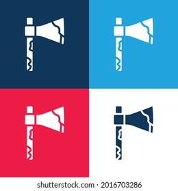 Axe blue and red four color minimal icon set