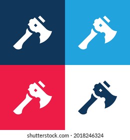 Axe blue and red four color minimal icon set