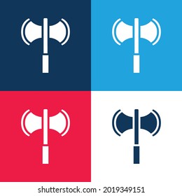 Ax azul y rojo cuatro colores mínimo conjunto de iconos