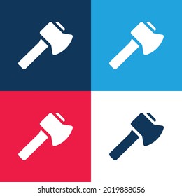 Axe blue and red four color minimal icon set