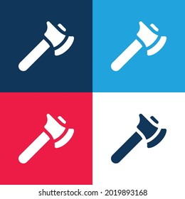 Axe blue and red four color minimal icon set