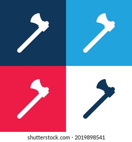 Ax azul y rojo cuatro colores mínimo conjunto de iconos