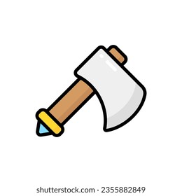 Axe Cartoon Vector Icon Illustration. Weapon and Tool Icon Concept Isolated Premium Vector. Flat Cartoon Style