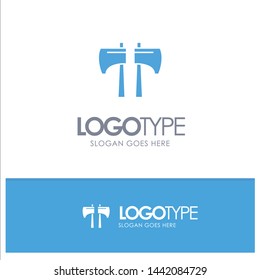 Axe, Chop, Lumberjack, Tool Blue Logo vector