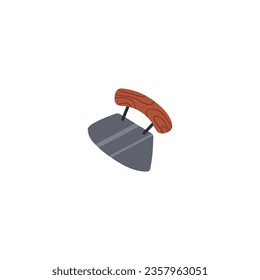 Axe or chopper knife with handle made of wood, flat vector illustration isolated on white background. Tool of ancient and tribal peoples for cooking and food cut.