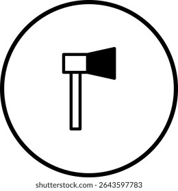 Axe in a Circle Minimalist Icon: Symbol of Woodworking, Forestry, and Outdoor Activities