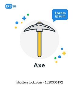 Axe Construction Tool Flat icon . Used For web, logo, mobile app, User Interface and Infographic