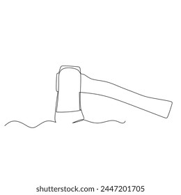 Como dibujo de línea continuo. Herramienta casera para cortar madera. Elemento de diseño de Vector de estilo dibujado a mano simple. Ilustración para la industria y la construcción
