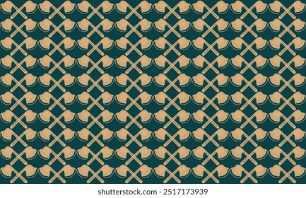 O machado atravessa o fundo de um padrão sem costura. Ilustração vetorial Fundo verde