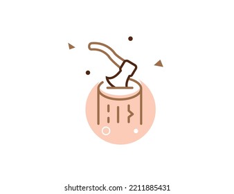 Icono de la línea de trazo de corte Ax, ilustración vectorial de corte Ax 
  