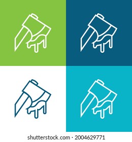 Axe Cutting An Animal Flat four color minimal icon set