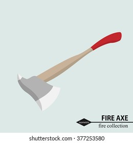 Axe to deal with obstacles in the fire situation. Isometric vector illustration