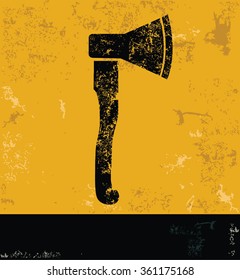 Axe design on yellow background,grunge vector
