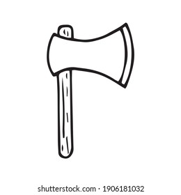 Axe doodle icon. Hand drawn vector illustration isolated on white background.
