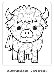 Axe Dot Marker, Cute Animals Dot Marker coloring pages for kids.