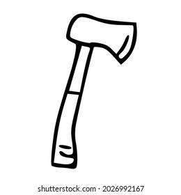 Eine von Hand gezeichnete Axt mit Umriss. Das Axt-Symbol.