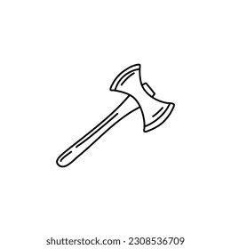  Axt bearbeitbares doodle handgezeichnet Symbol. Eine Axt für Camping, Wandern, Tourismusgrafik
