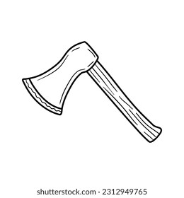  axe editable doodle hand drawn icon. An axe for camping, hiking, local tourism illustration